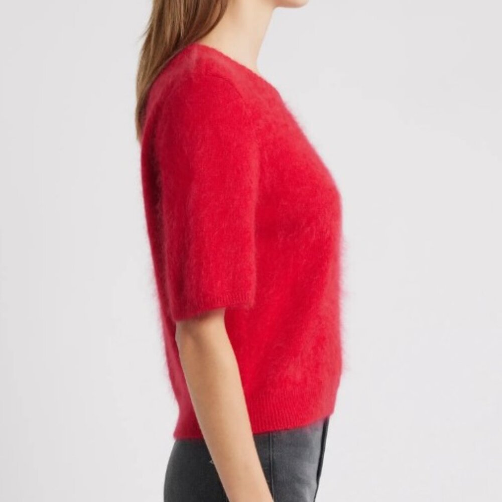 Rag & Bone Jada Brushed Cashmere Sweater | Red | Size L | Cropped